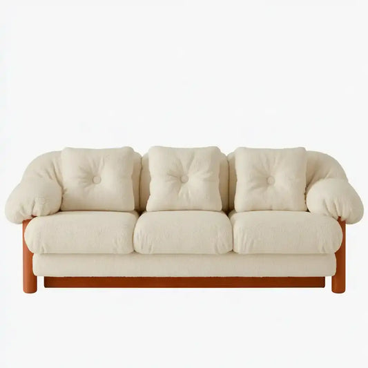 Sofá con brazos acolchados y base vista - beige/marrón