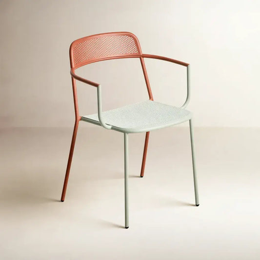 Silla con brazos rectos y estructura fina - rosa/verde