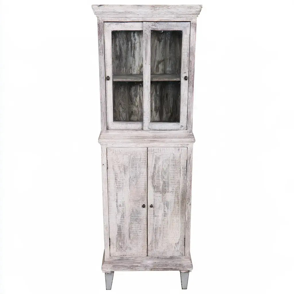 Vitrina estrecha con puertas inferiores - gris