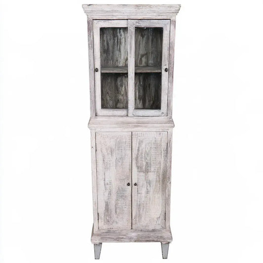 Vitrina estrecha con puertas inferiores - gris